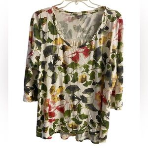 J. Jill Floral Print Tunic with Green, Red, and Yellow